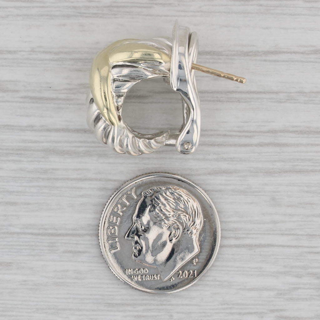 Gray Single David Yurman Replacement Earring 14k Gold Sterling Silver Omega Back