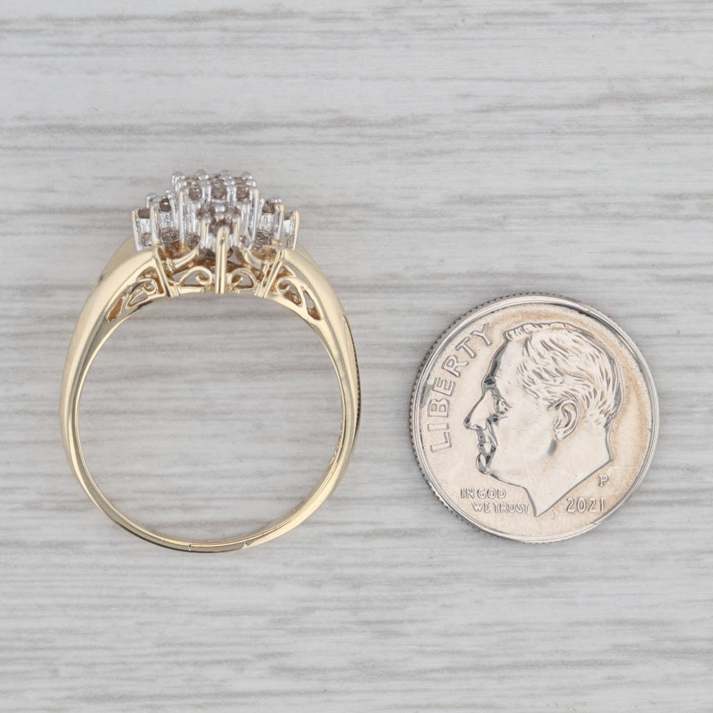 Gray 0.20ctw Diamond Cluster Ring 10k Yellow Gold Size 8.5 Engagement