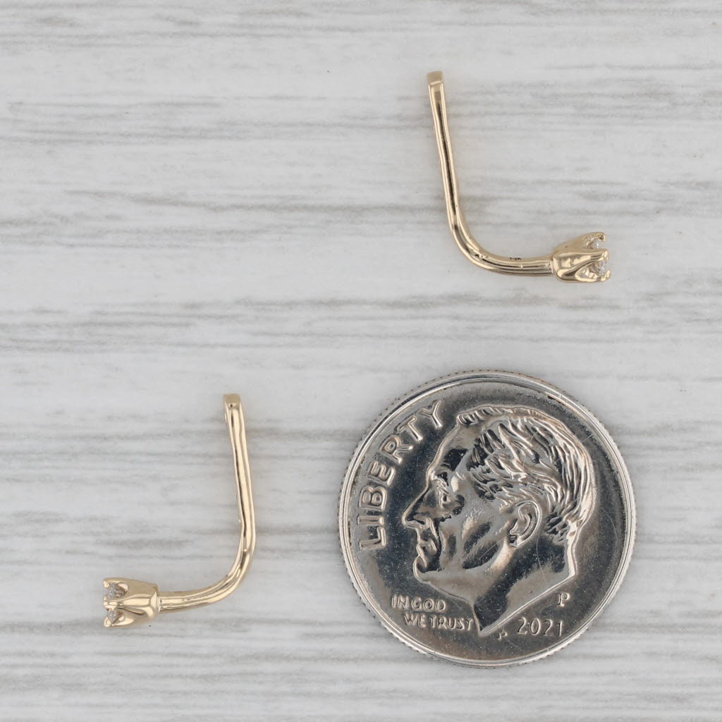 Gray Small Diamond Drop Earring Enhancers for Stud Earrings 14k Yellow Gold