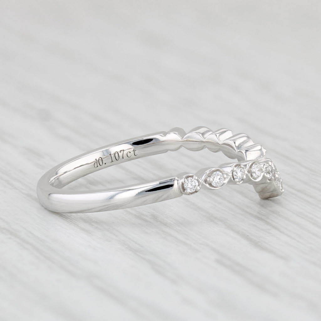 Light Gray New 0.10ctw Diamond Ring 14k White Gold Contoured V Guard Size 6.5 Wedding Band