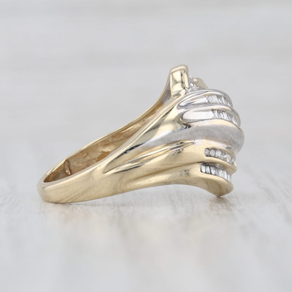 0.40ctw Diamond Bypass Ring 10k Gold Channel Set Baguettes Size 7
