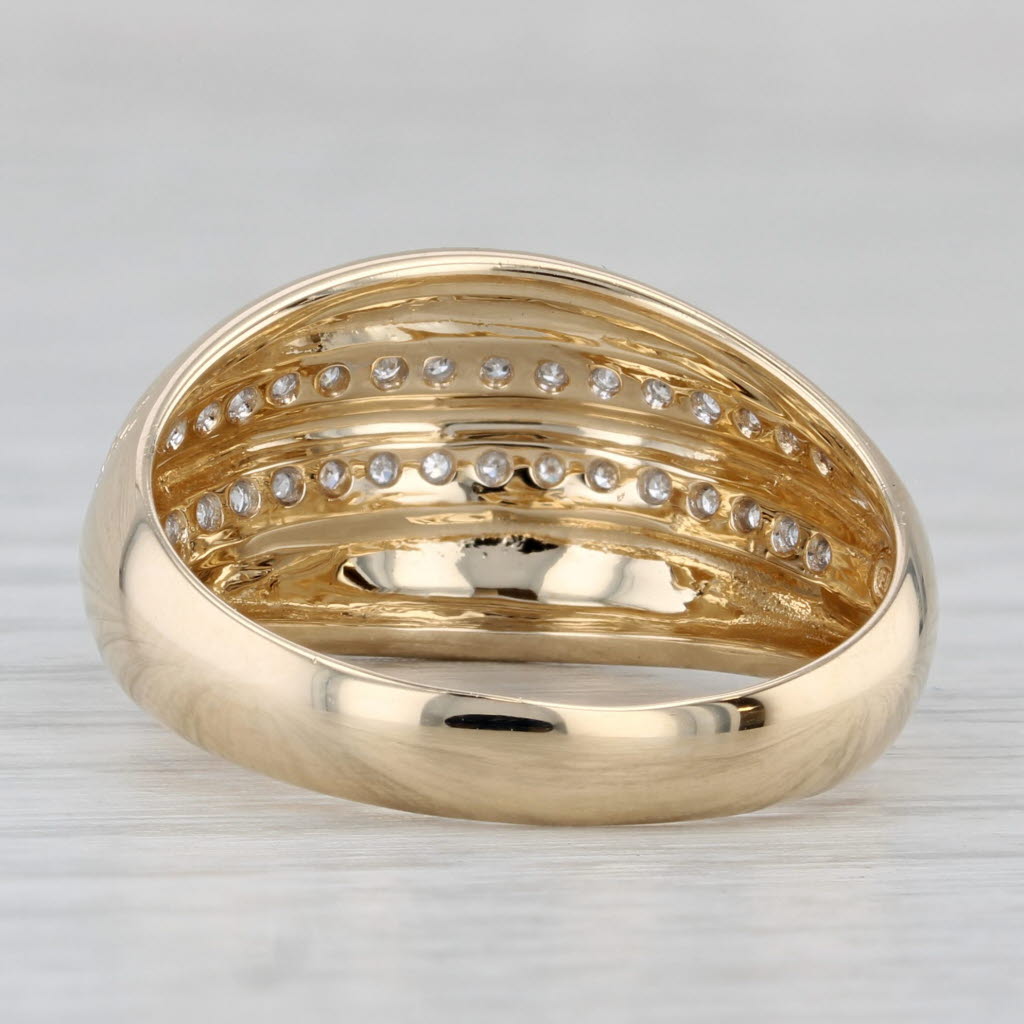 Diamond Etched Dome Ring 14k Yellow Gold Size 10