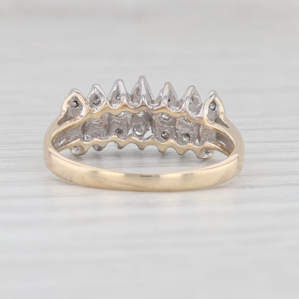 Light Gray 0.45ctw Diamond Tiered Pyramid Ring 10k Gold Size 7 Anniversary
