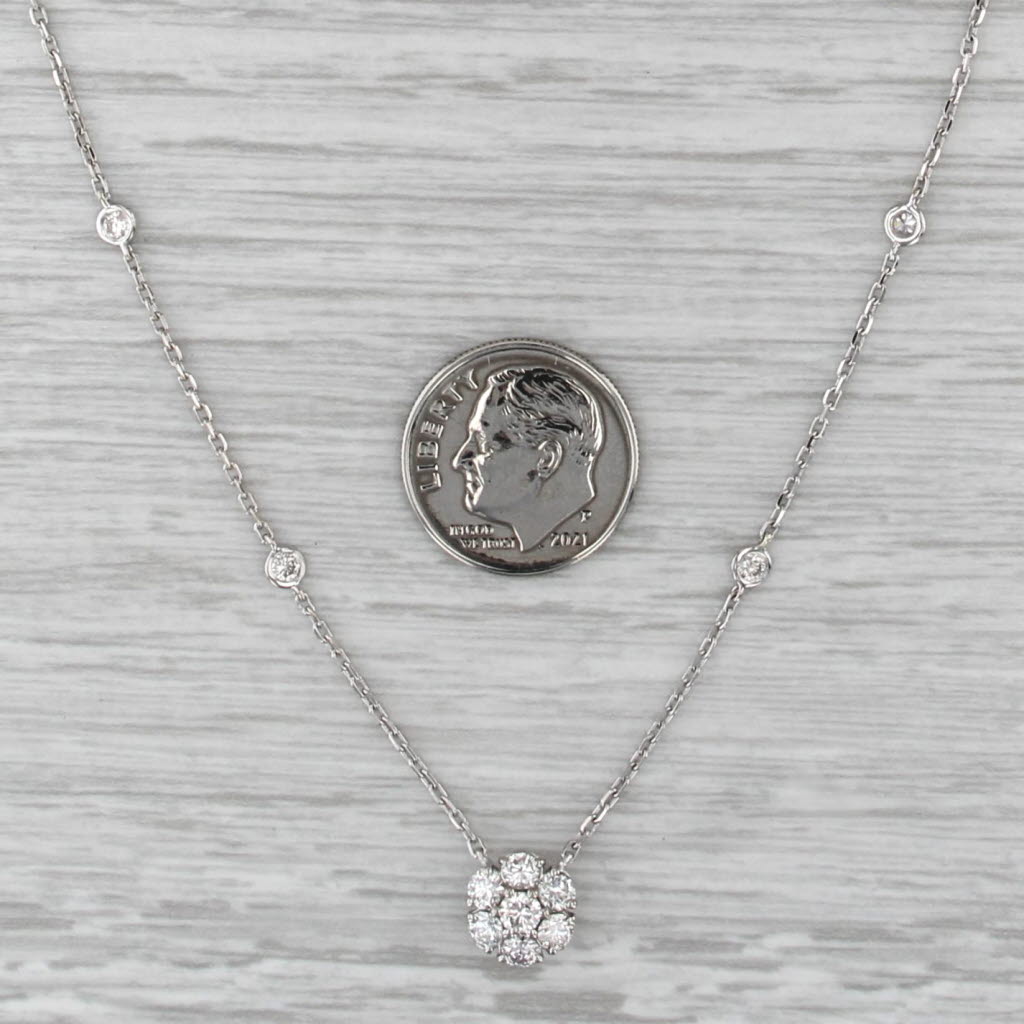 0.45ctw Diamonds by the Yard Flower Pendant Station Necklace 14k White Gold 18"