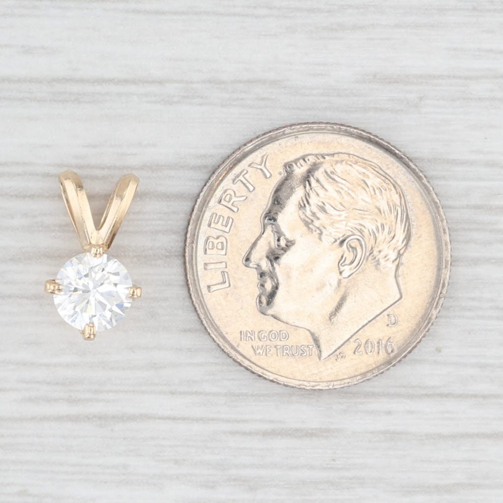 Light Gray 0.56ct Diamond Round Solitaire Pendant 14k Yellow Gold Small Drop