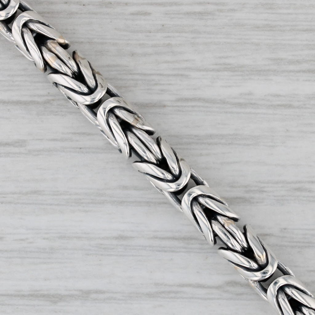 Gray Sterling Silver Byzantine Bracelet 7.5" 5.1mm Hook Clasp