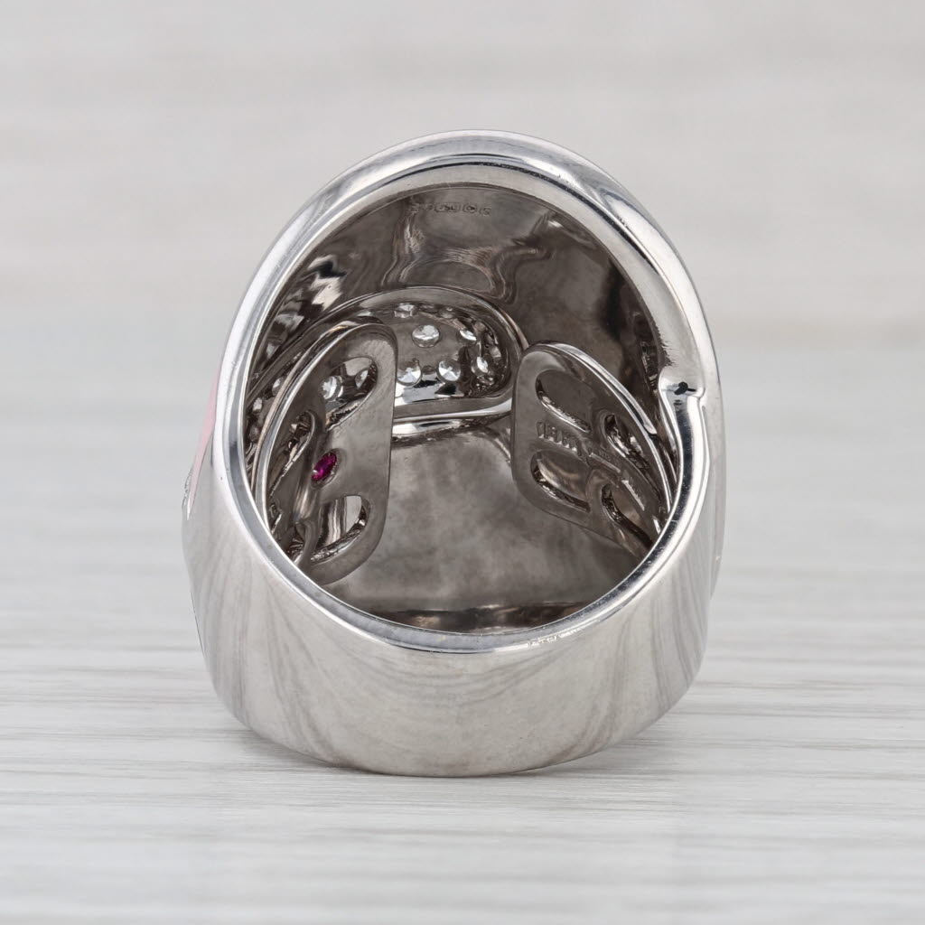 Roberto Coin 0.45ctw Diamond Pink Enamel Cocktail Ring 18k White Gold