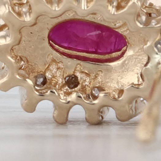 0.74ctw Ruby Diamond Halo Stud Earrings 14k Yellow Gold Studs