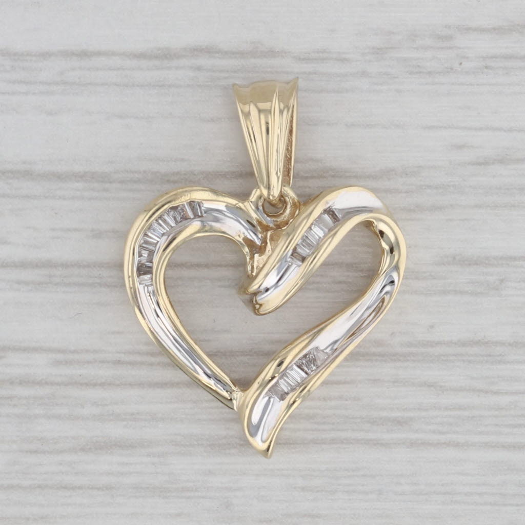 Gray 0.13ctw Diamond Open Heart Pendant 10k Yellow Gold