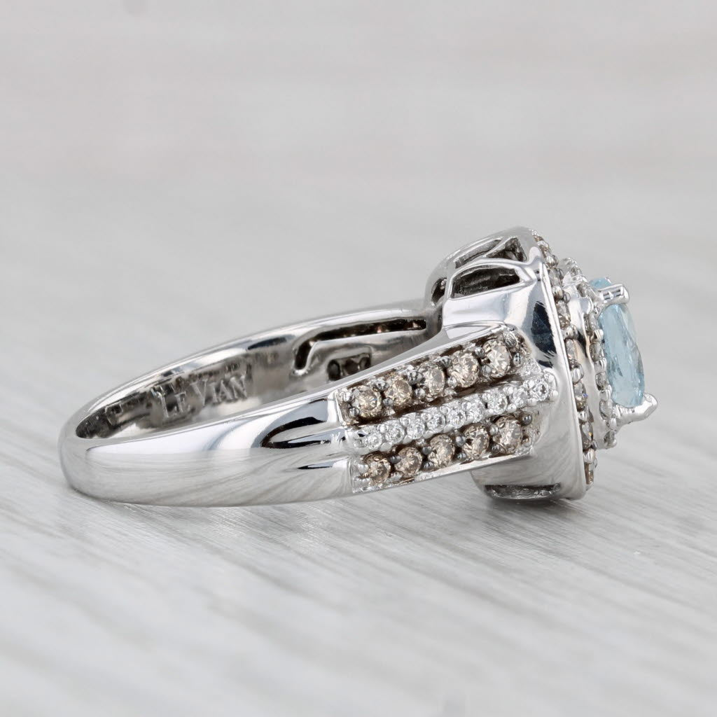 Light Gray Le Vian 1.30ctw Aquamarine Diamond Halo Ring 14k White Gold Size 6.75