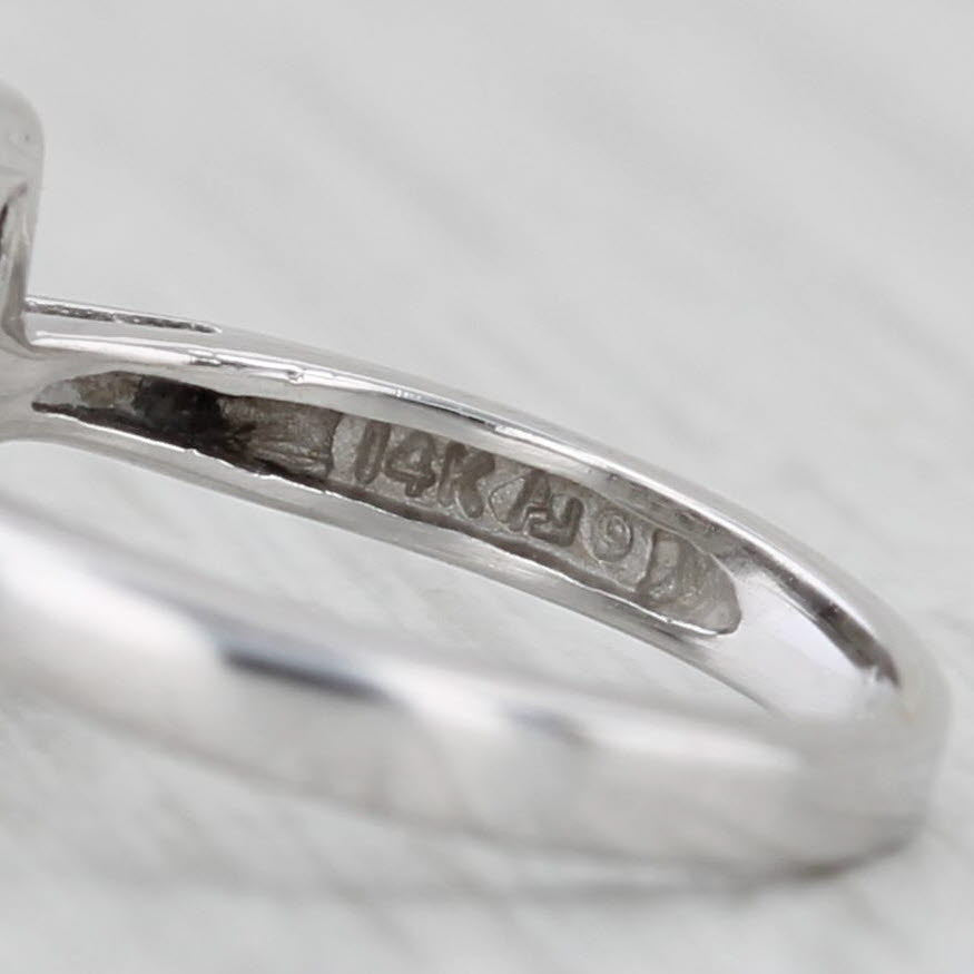 Light Gray 0.32tw Diamond Halo Engagement Ring 14k White Gold Size 3.75