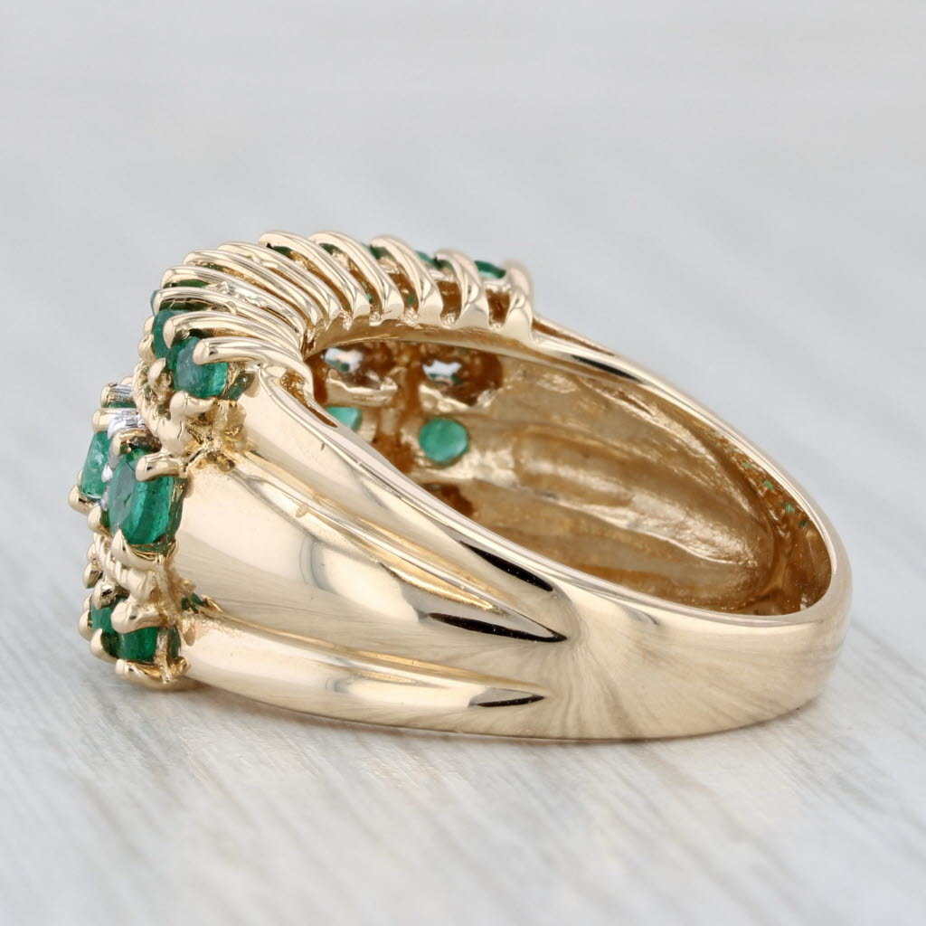 Light Gray 1.55ctw Emerald Diamond Multiband Ring 10k Yellow Gold Size 7.25 Cocktail