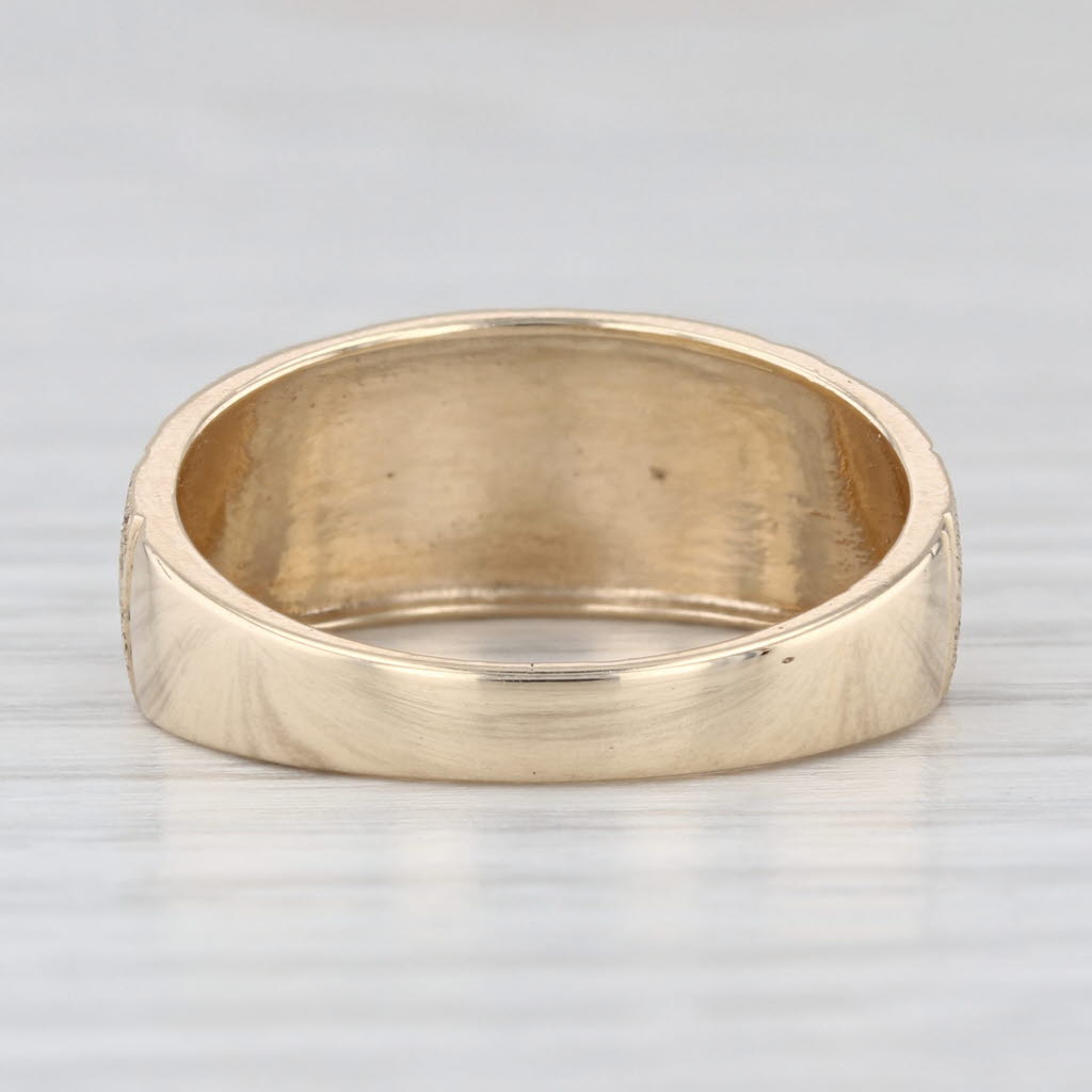 Brushed Crosshatch Pattern Ring 10k Yellow Gold Size 7 Band