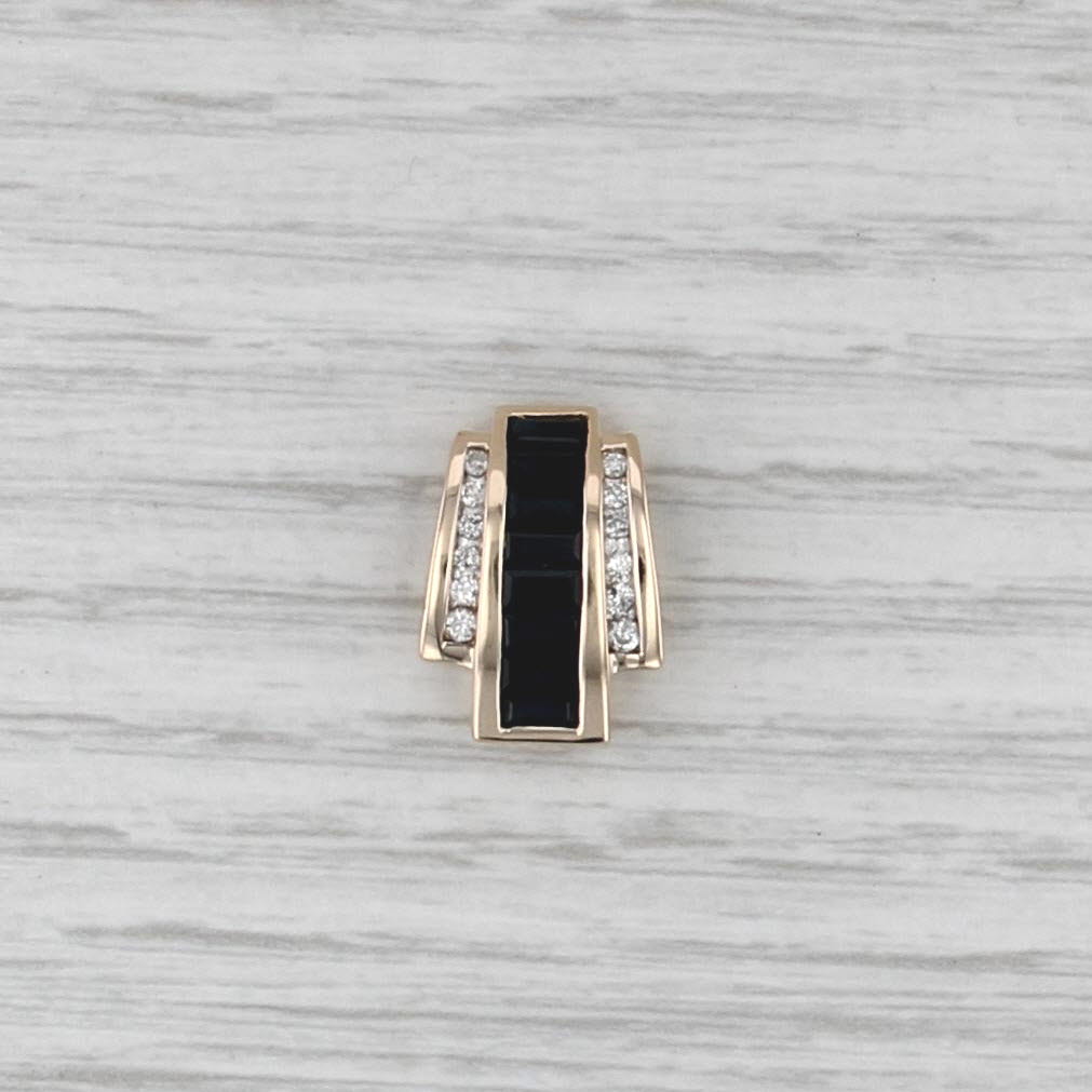 1.55ctw Blue Sapphire Diamond Slide Pendant 14k Yellow Gold