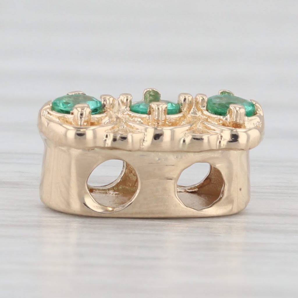 Light Gray Richard Glatter 0.15ctw Emerald Slide Bracelet Charm 14k Yellow Gold Vintage