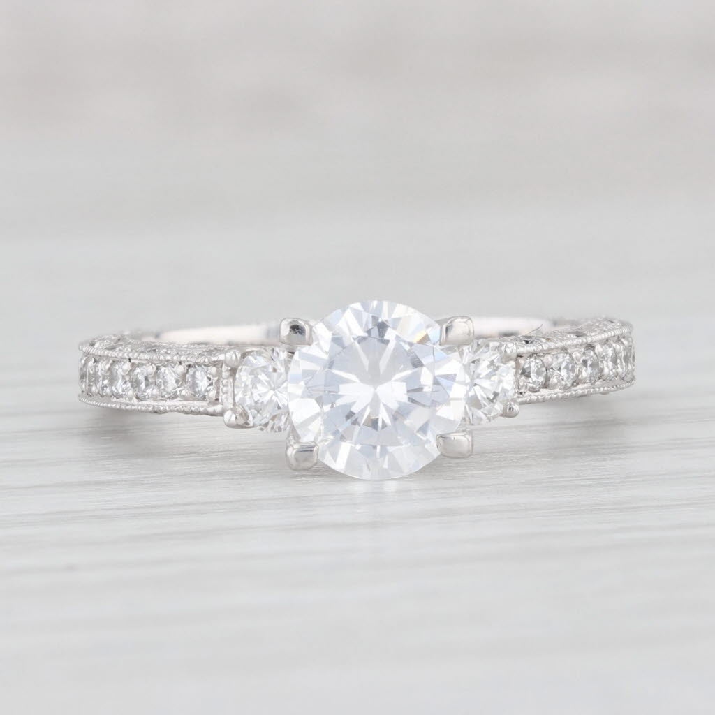 Light Gray New Tacori Round Cubic Zirconia Engagement Ring Platinum Eternity Band Size 6.75