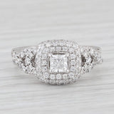 1.24 ctw Princess Diamond Double Halo Engagement Ring 14K White Gold Size 7