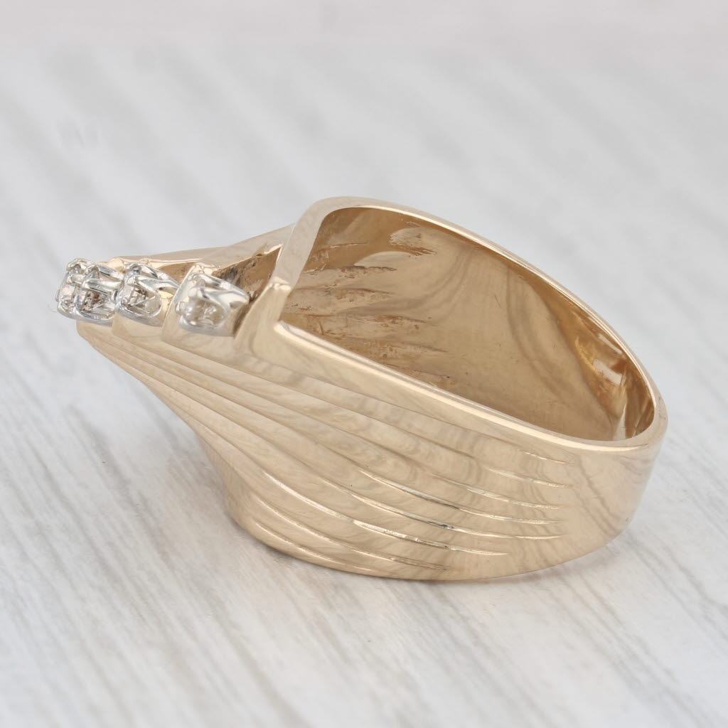 Light Gray 0.40ctw Diamond Abstract Fan Cocktail Ring 14k Yellow Gold Size 7