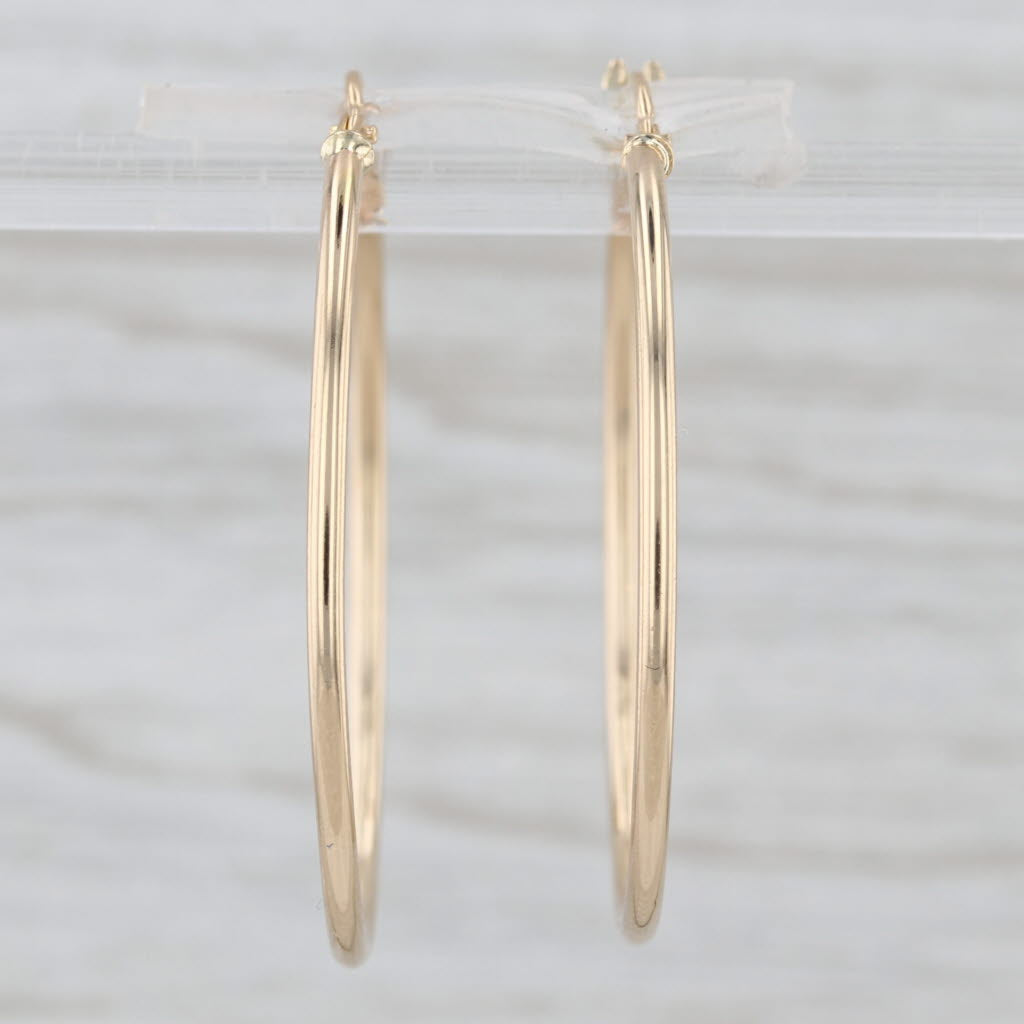 Thin Round Hoop Earrings 18k Yellow Gold Snap Top Hoops 33.7 x 1.5mm
