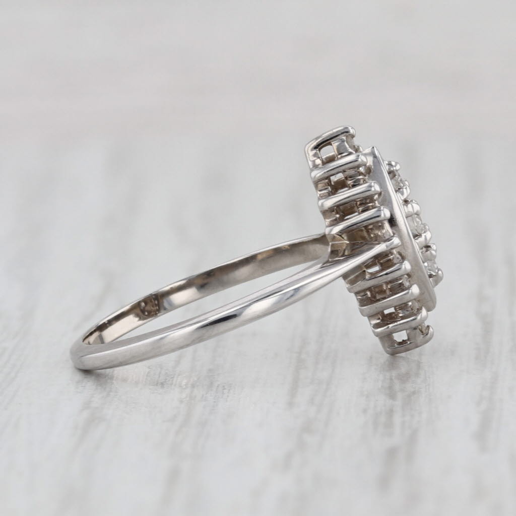 0.20ctw Diamond 3-Stone Marquise Halo Ring 14k White Gold Size 6.25