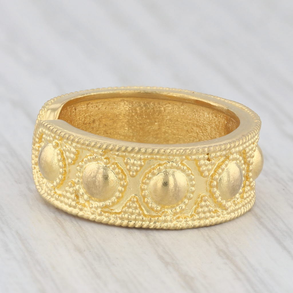 Light Gray Ilias Lalaounis Ornate Dots Ring 18k Yellow Gold Adjustable Size Greece