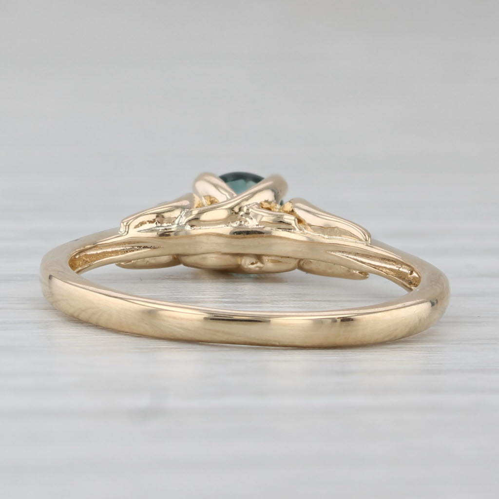 Gray 0.52ctw Round Teal Sapphire Diamond Ring 14k Yellow Gold Size 7.25