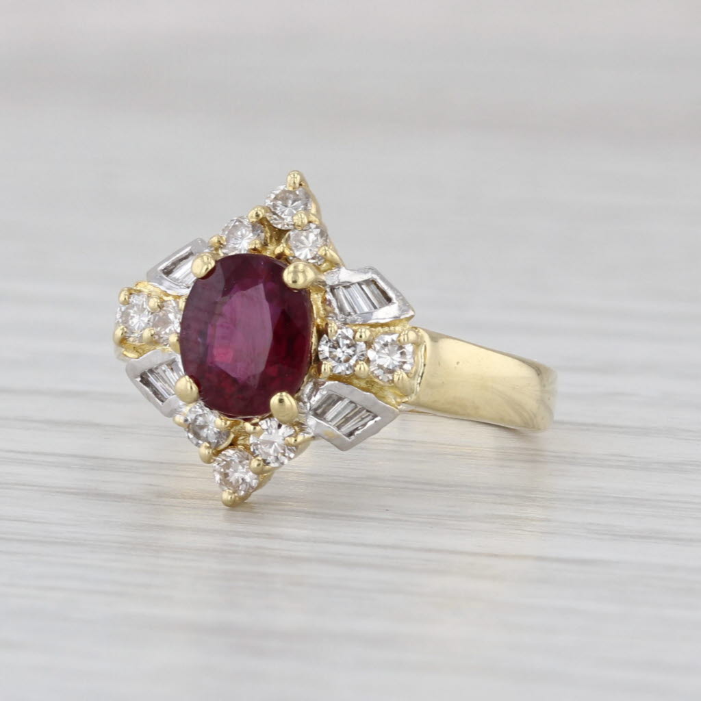 1.76ctw Oval Ruby Diamond Ring 18k Yellow Gold Size 6