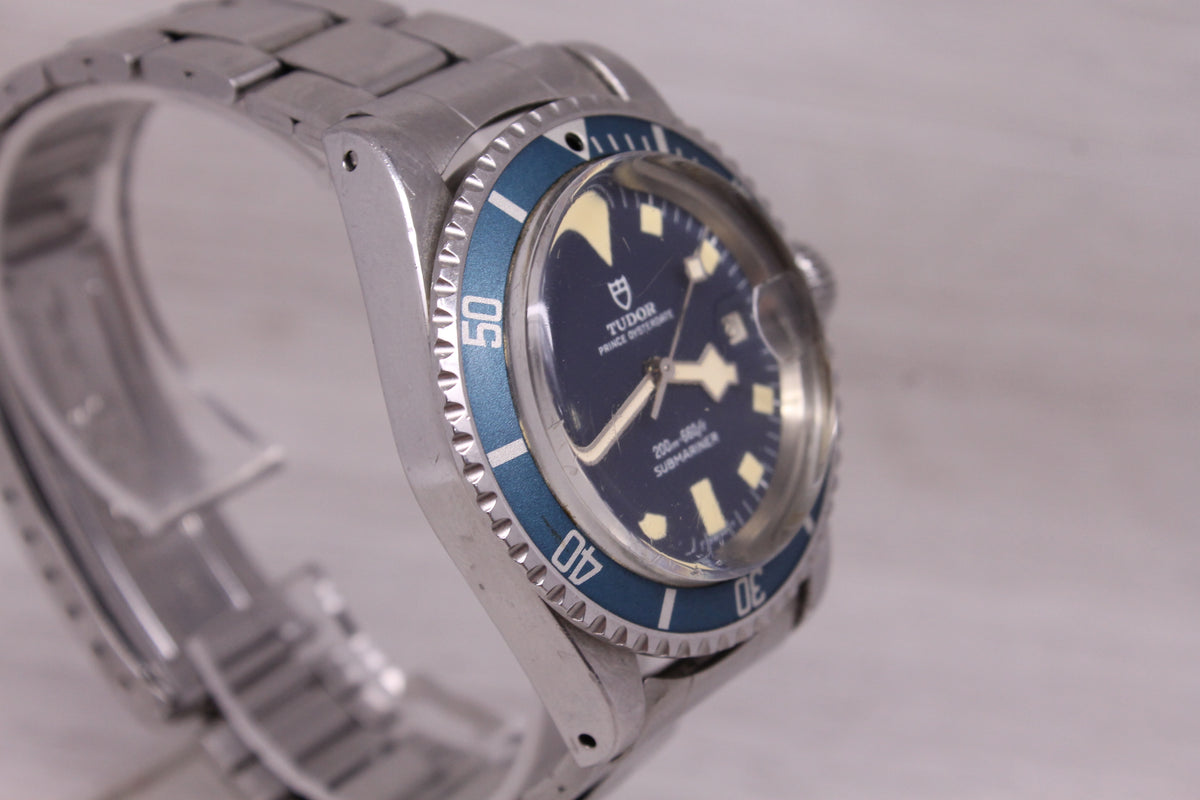 Vintage c1978 Tudor Submariner Blue Snowflake 94110 Mens Divers Watch Rolex 9315