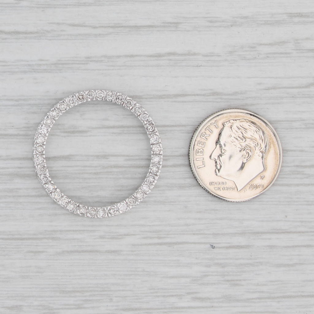 Light Gray 0.50ctw Diamond Eternity Circle Pendant 14k White Gold Floating Drop