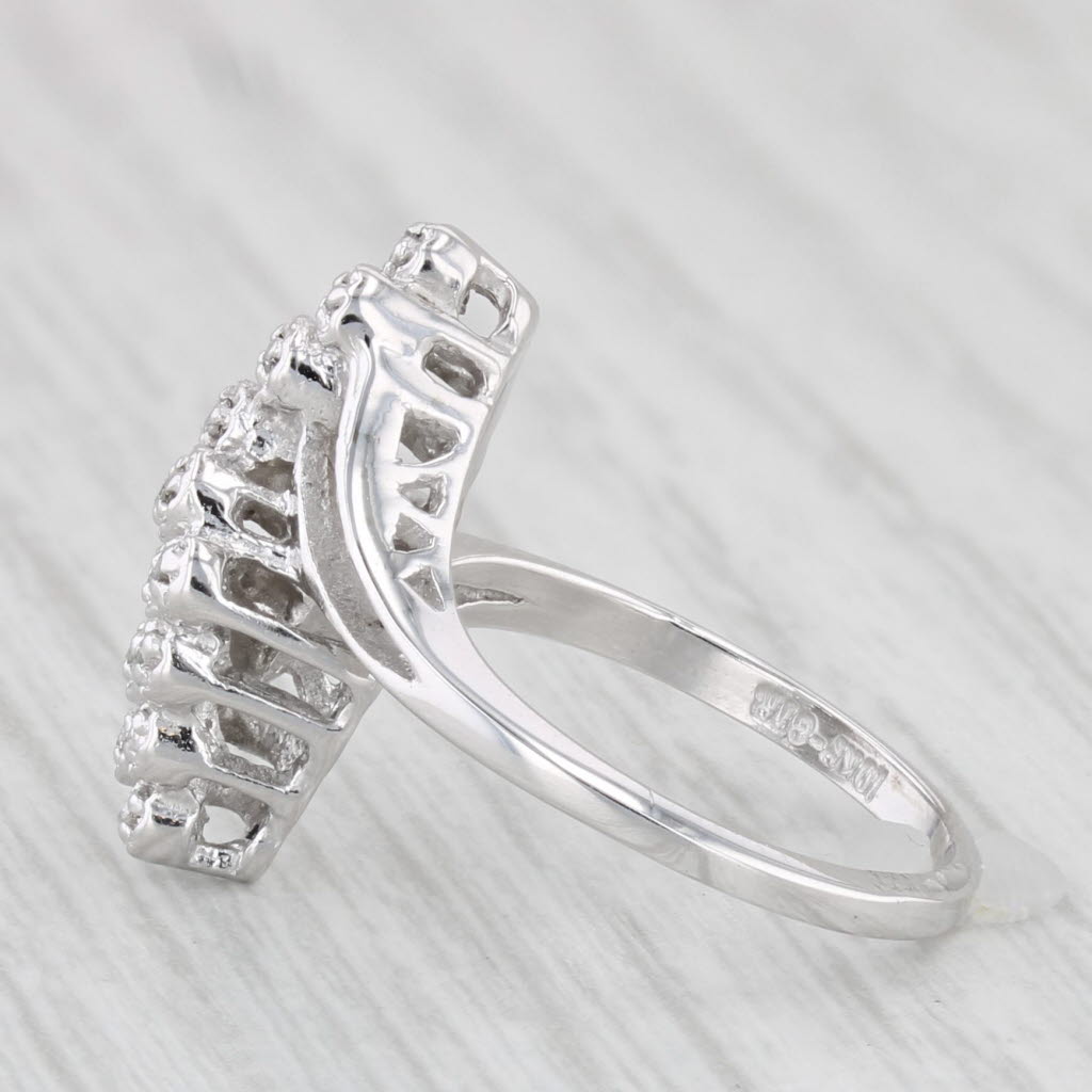 Light Gray Diamond Bypass Ring 10k White Gold Size 4
