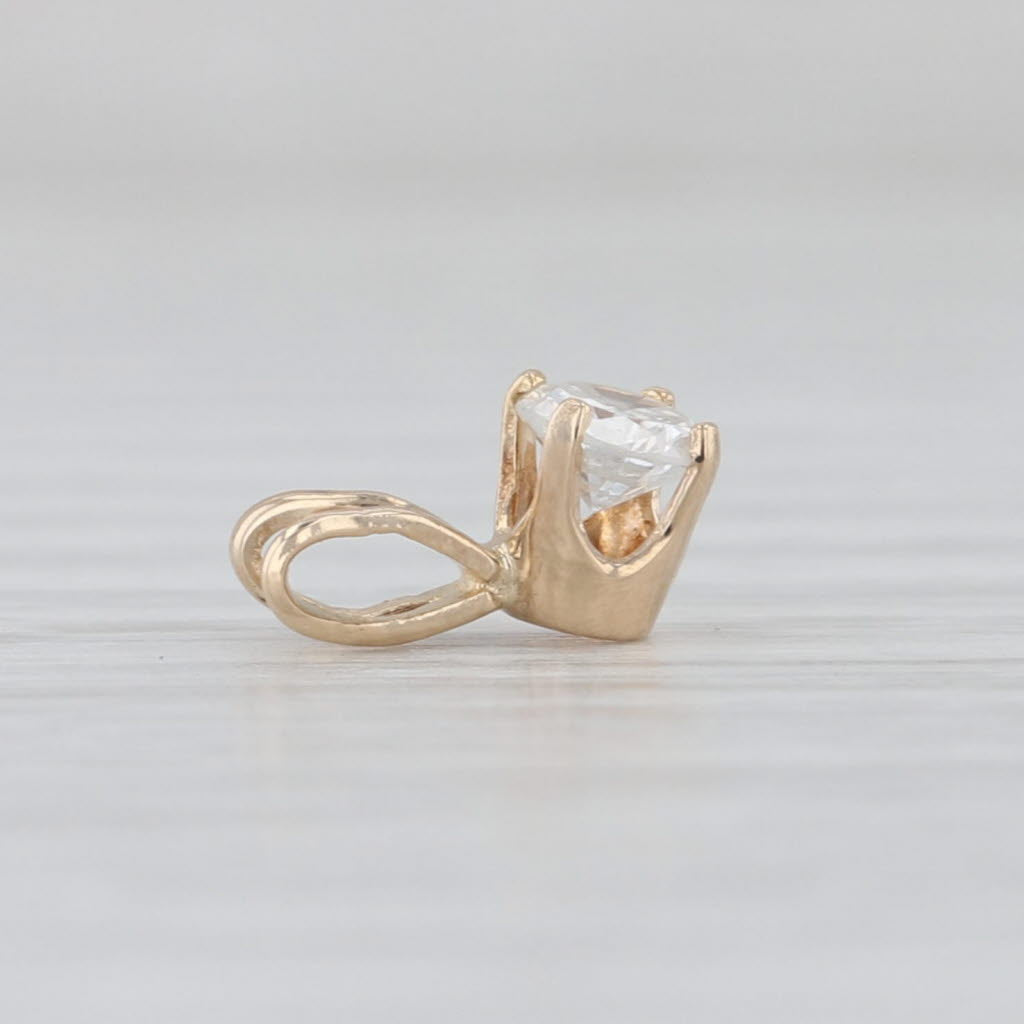 0.25ct Diamond Round Solitaire Pendant 14k Yellow Gold Small Drop
