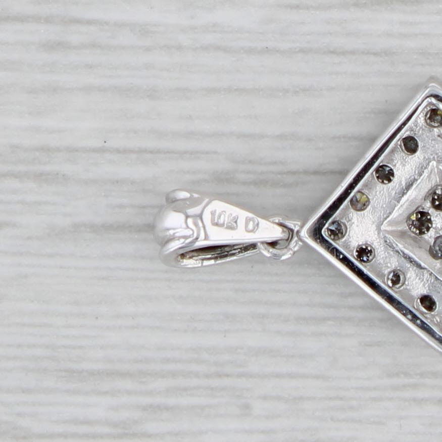 Gray 0.16ctw Diamond Halo Cluster Pendant 10k White Gold