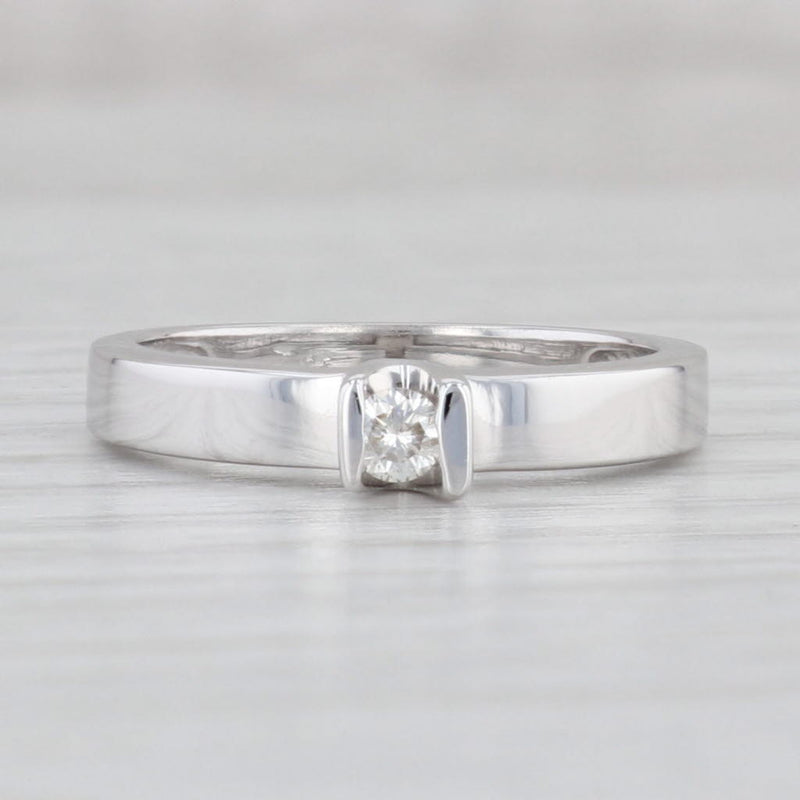 Light Gray 0.10ct Round Diamond Solitaire Ring 14k White Gold Size 6.75 Engagement