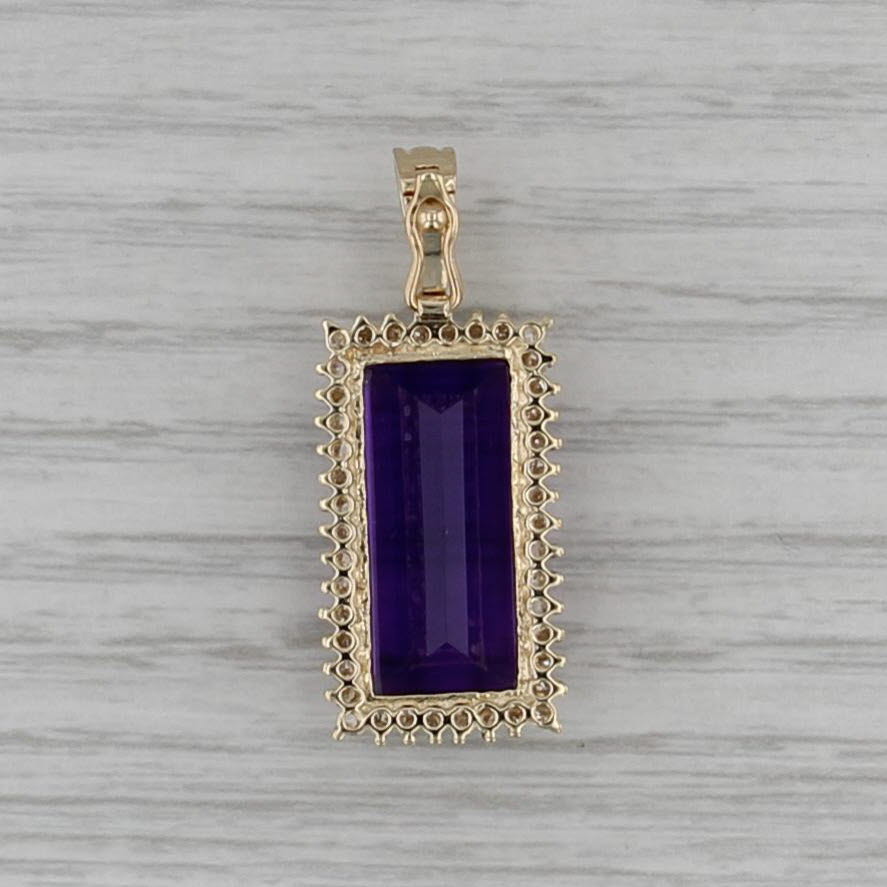 10.65ctw Amethyst Diamond Halo Enhancer Pendant 14k Yellow Gold