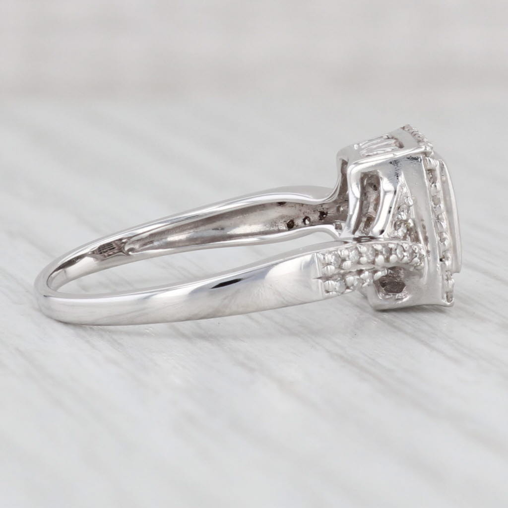 Light Gray 0.44ctw Princess Blue White Diamond Halo Ring 10k White Gold Sz 9.25 Engagement