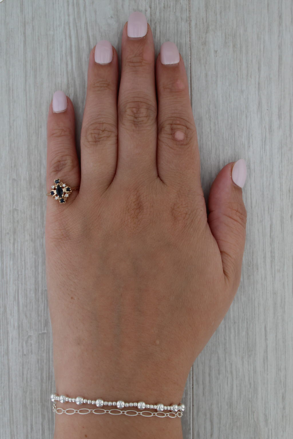 0.54ctw Sapphire Diamond Ring 14k Yellow Gold Size 4.75 Marquise Cocktail