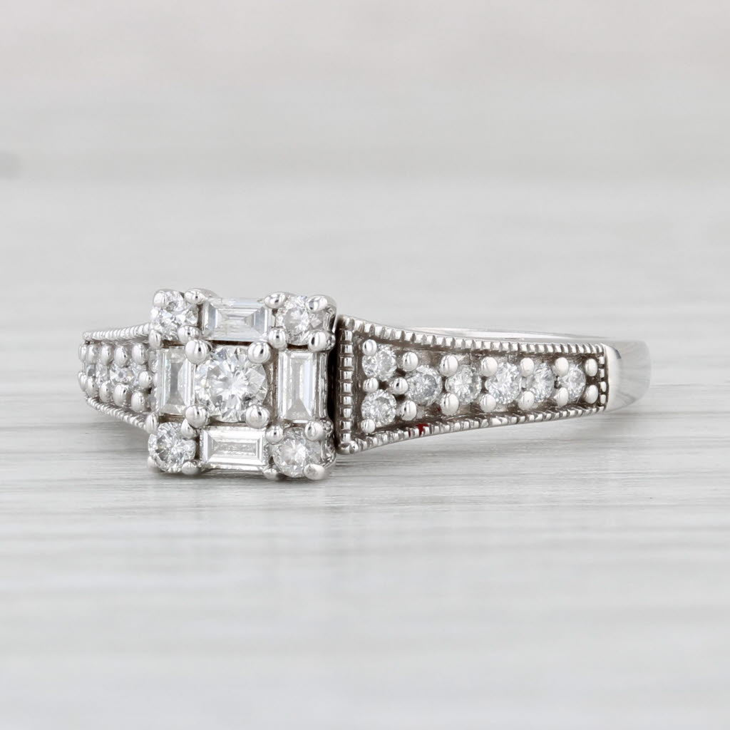 Light Gray 0.49ctw Diamond Engagement Ring 14k White Gold Size 7 Vintage Keepsake