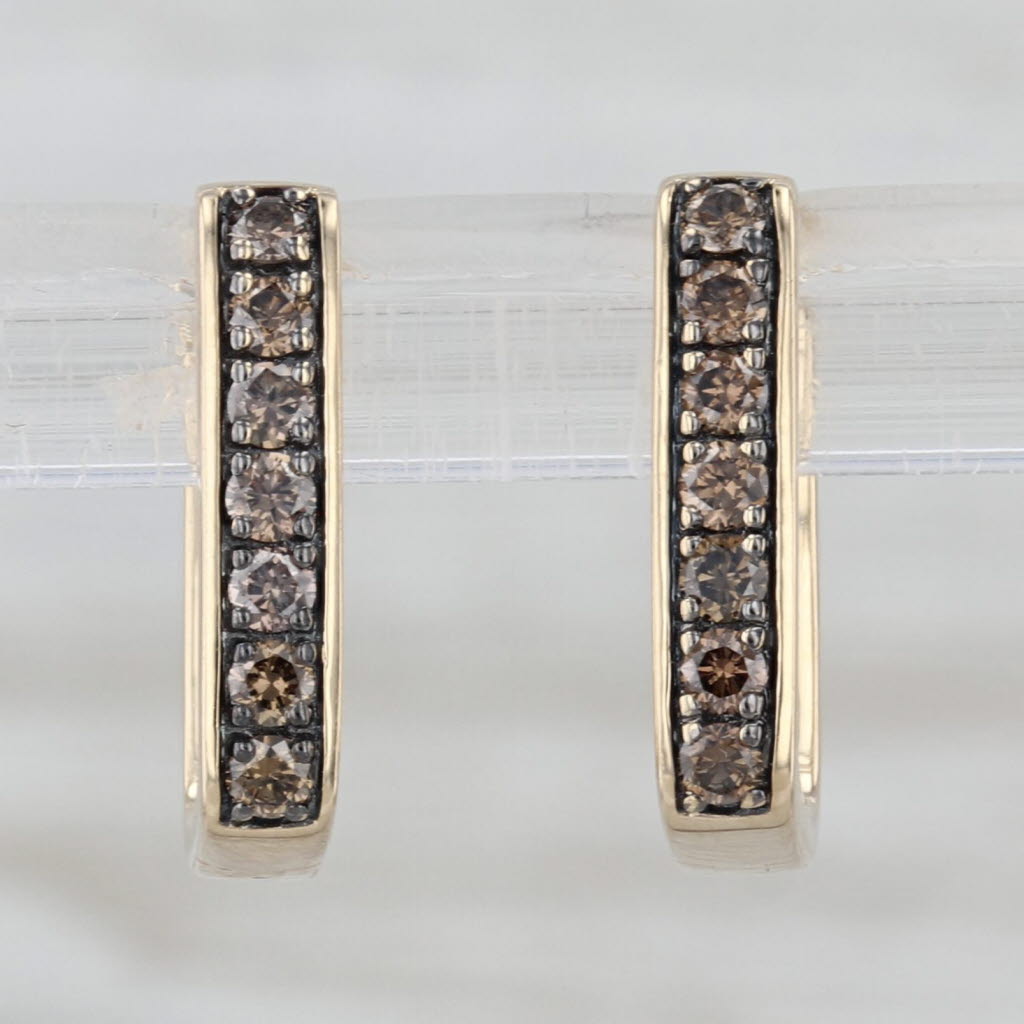 Le Vian 0.69cte Diamond Hoop Earrings 14k Yellow Gold Champagne & Brown hoops