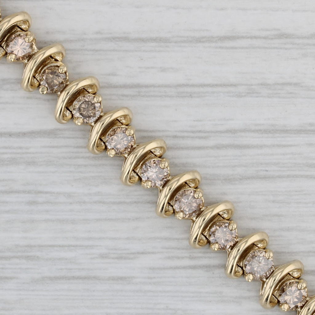Gray 4.75ctw Diamond Tennis Bracelet 14k Yellow Gold 7.25" 7.4mm