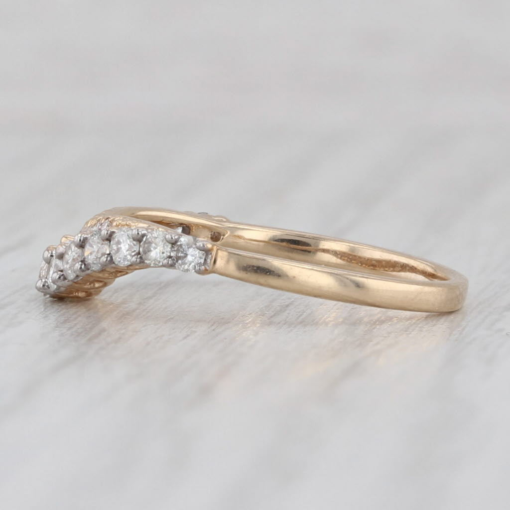 Light Gray Contoured Diamond Ring 10k Yellow Gold Size 7 Wedding Anniversary Band Stackable