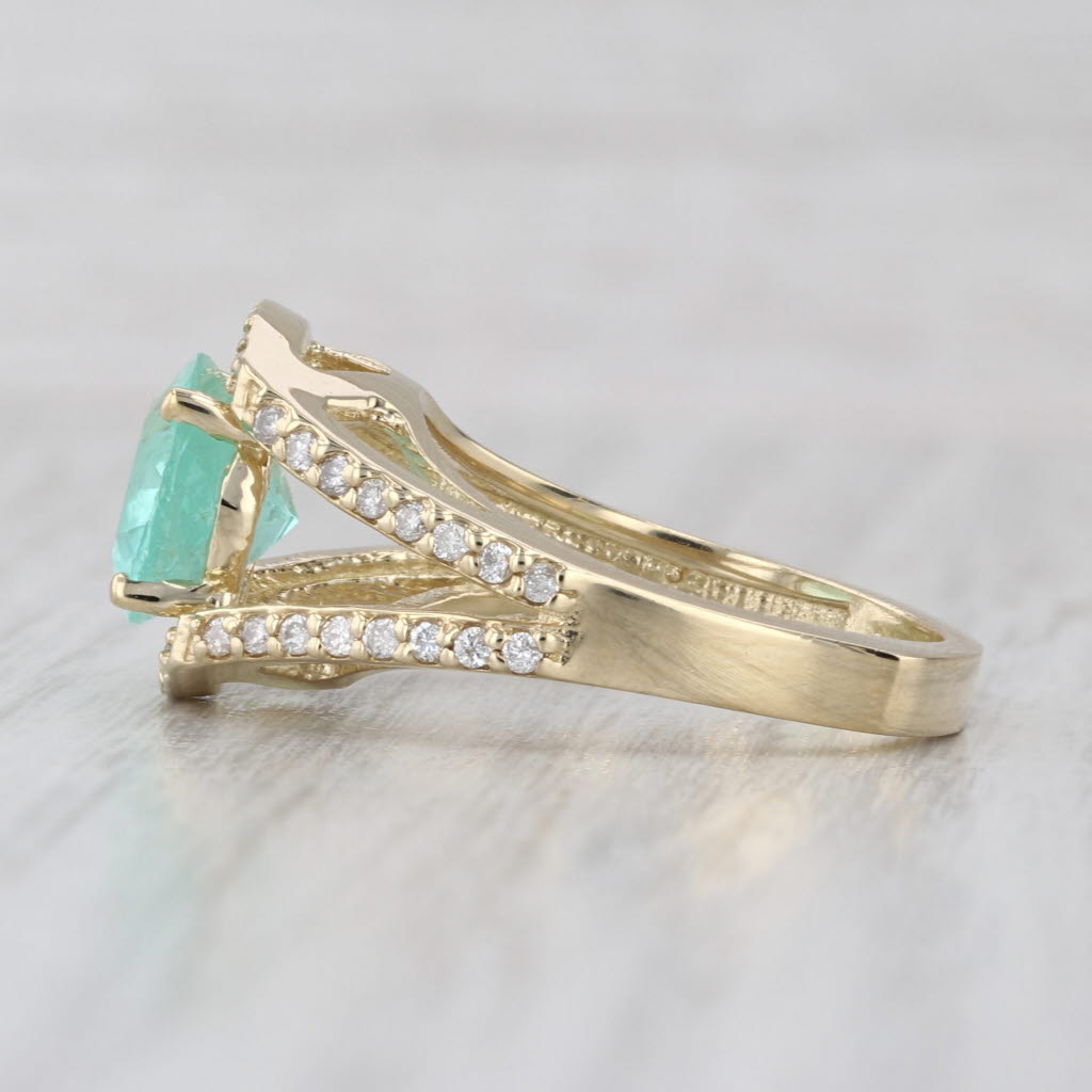 3.94ctw Green Beryl Diamond Ring 14k Yellow Gold Size 8 Euro Shank