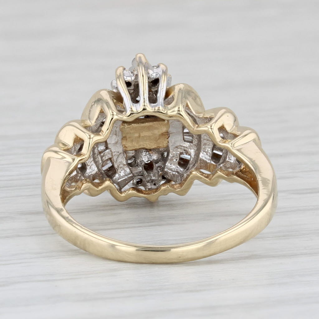Light Gray 0.53ctw Diamond Cluster Ring 10k Yellow Gold Size 5