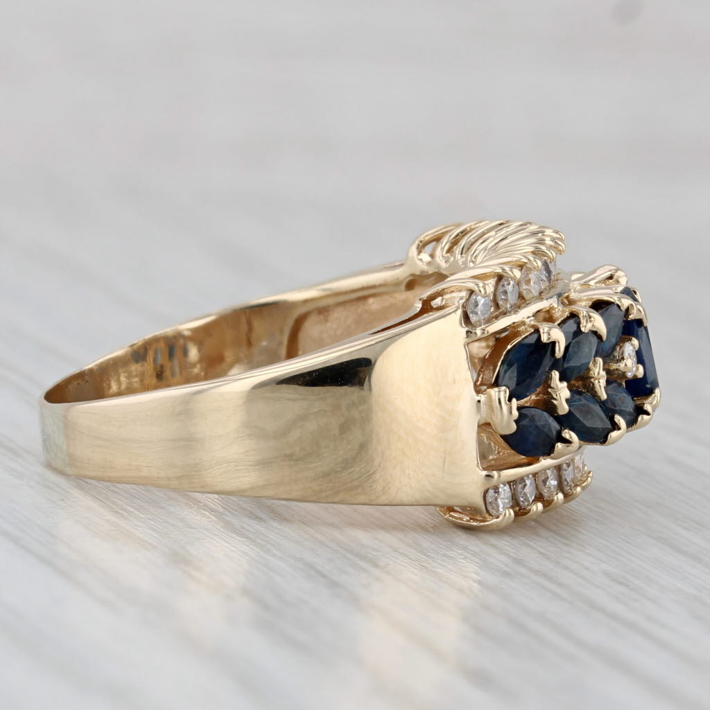 Gray 3.77ctw Blue Sapphire Diamond Ring 14k Yellow Gold Size 9.75 Cocktail