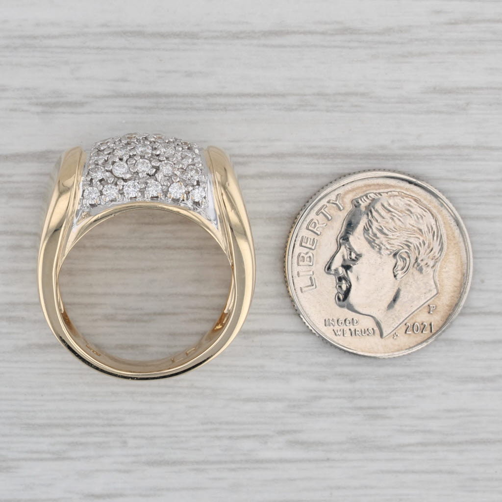 Gray 0.50ctw Pave Diamond Cluster Ring 14k Yellow Gold Size 5.25 Domed