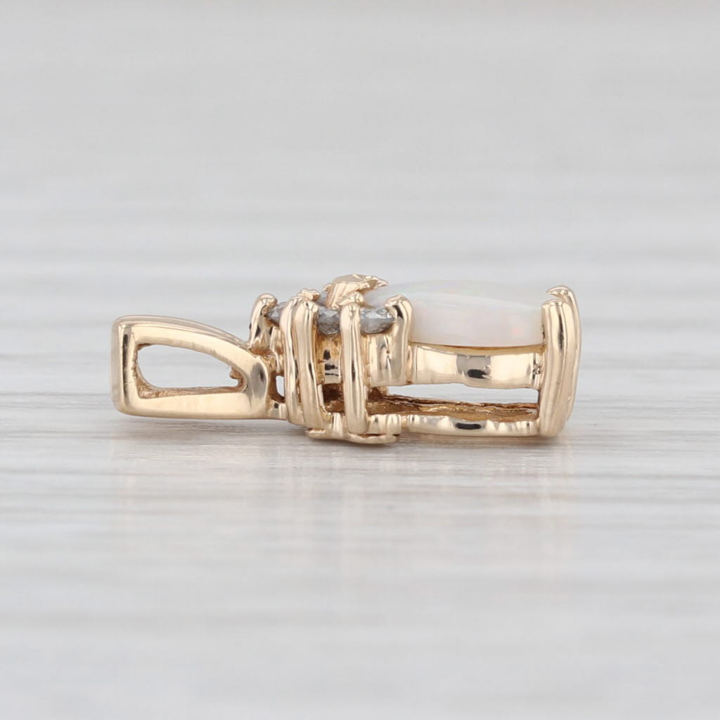 Pear Opal Diamond Pendant 14k Yellow Gold Small Teardrop