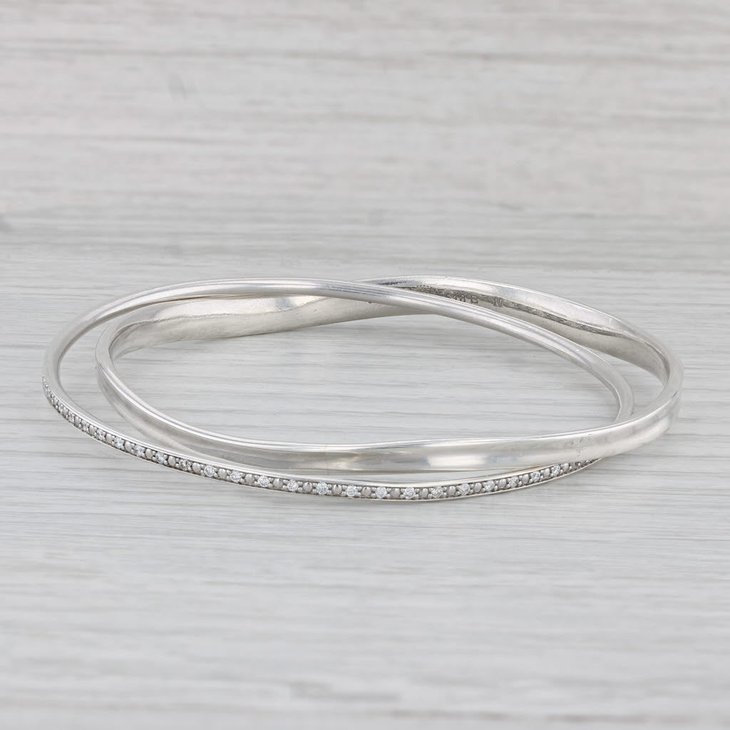 Gray Geog Jensen Set of 2 Bangle Bracelets Sterling Silver 0.60ctw Diamond 618B