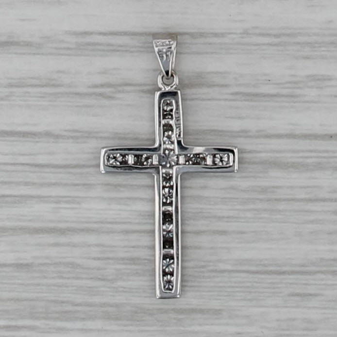 0.45ctw Diamond Cross Pendant 14k White Gold Estate Religious Jewelry