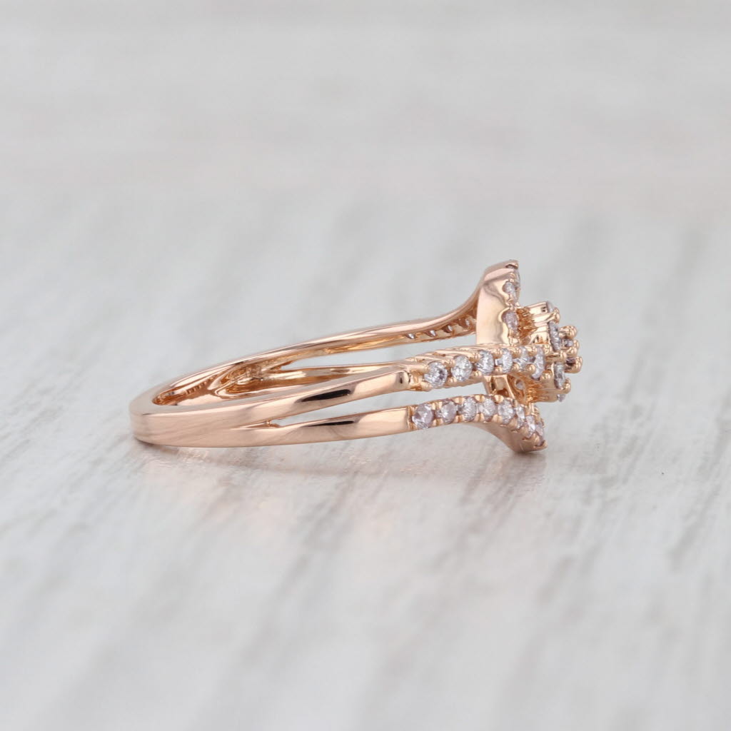 0.52ctw Diamond Cluster Bypass Engagement Ring 18k Rose Gold Size 7.25 COA