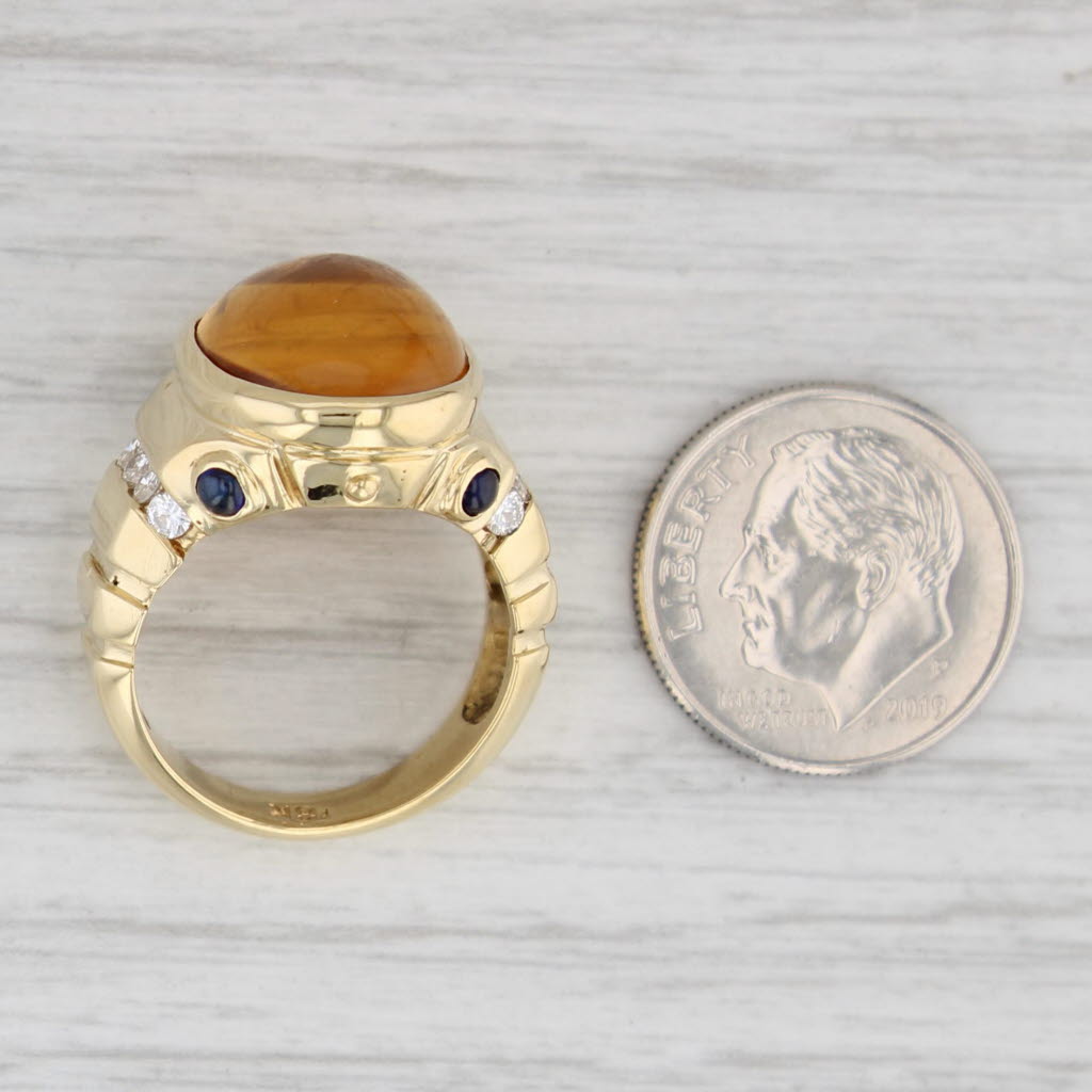 Light Gray 8.55ctw Oval Citrine Sapphire Diamond Ring 18k Yellow Gold Size 6.25