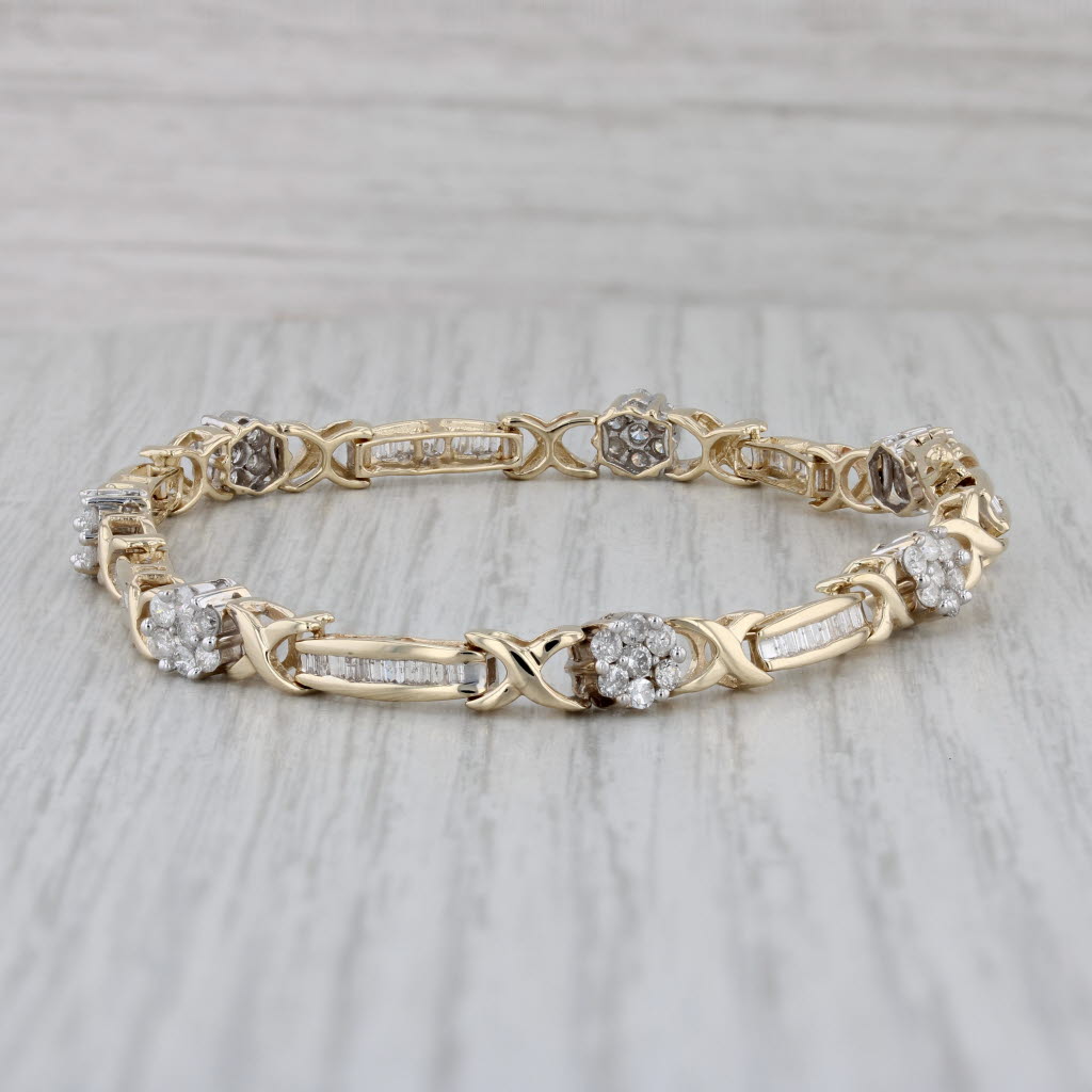 Gray 2ctw Diamond Tennis Bracelet 14k Yellow Gold 7.5" 5.4mm